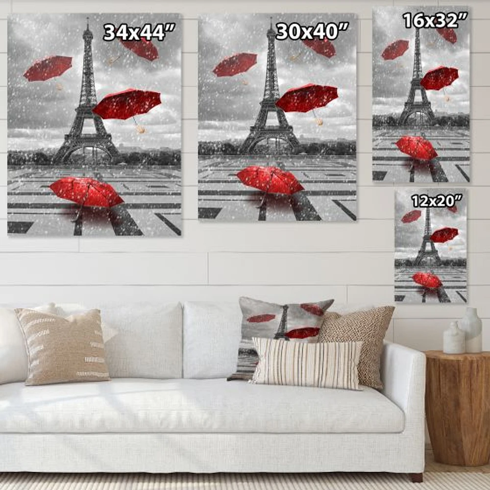 Toile « Flying Umbrella with Eiffel Tower »