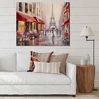 Lovers Paris Eiffel Tower  Canvas Wall Art Print