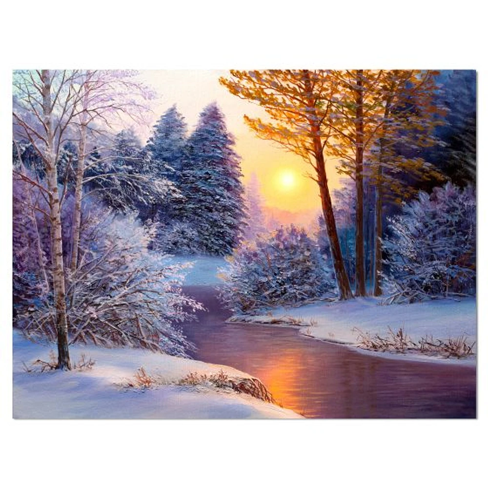 Winter Forest River  Wall Art