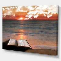 Open Bible Cloudy Sunset  Wall Art