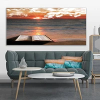 Open Bible Cloudy Sunset  Wall Art