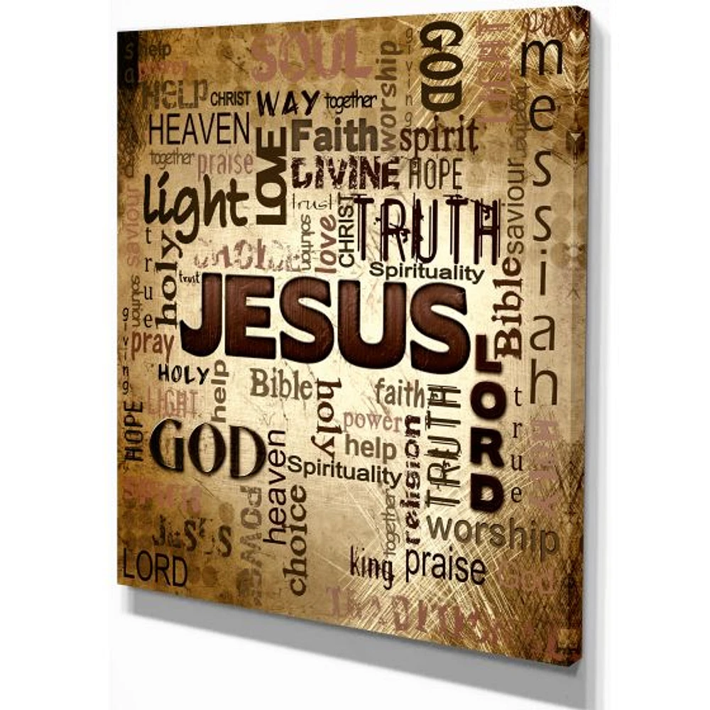 Toile « Jesus Word Cloud Grunge Background »