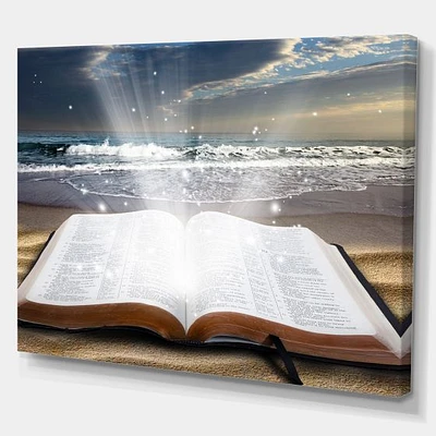 Jesus Bible at the Beach Canvas Wall Art