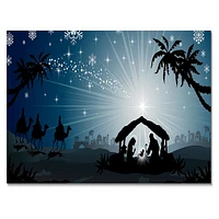 Christmas Nativity Scene with Three Wise Men  Canvas Wall Art