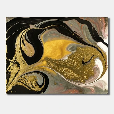 Toile « Gold and Black Marbled Rippled Texture I »