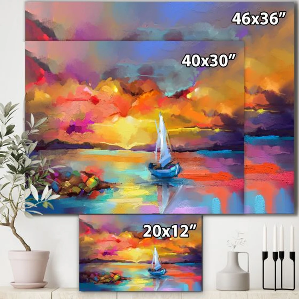 Sunset Painting with Colorful Reflections II  Wall Art