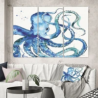 Blue Deep Sea VIII Canvas Wall Art - 3 Panels