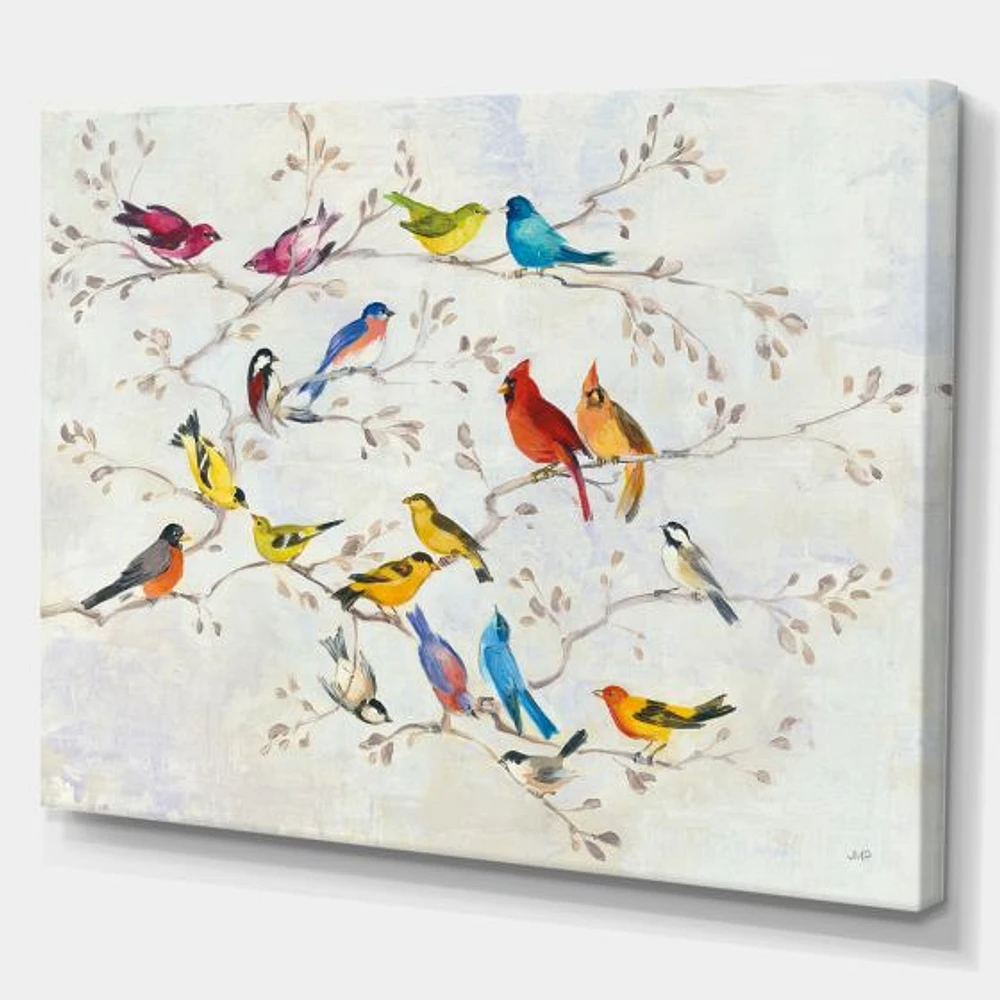 Multicolor Birds on Tree  Canvas Art