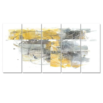 Moving and Out of Traffic II Yellow Grey  Canvas Wall Art Print