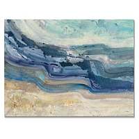 Toile « Coast Blue Sea Waves Watercolour » en bois