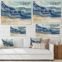 Toile « Coast Blue Sea Waves Watercolour » en bois