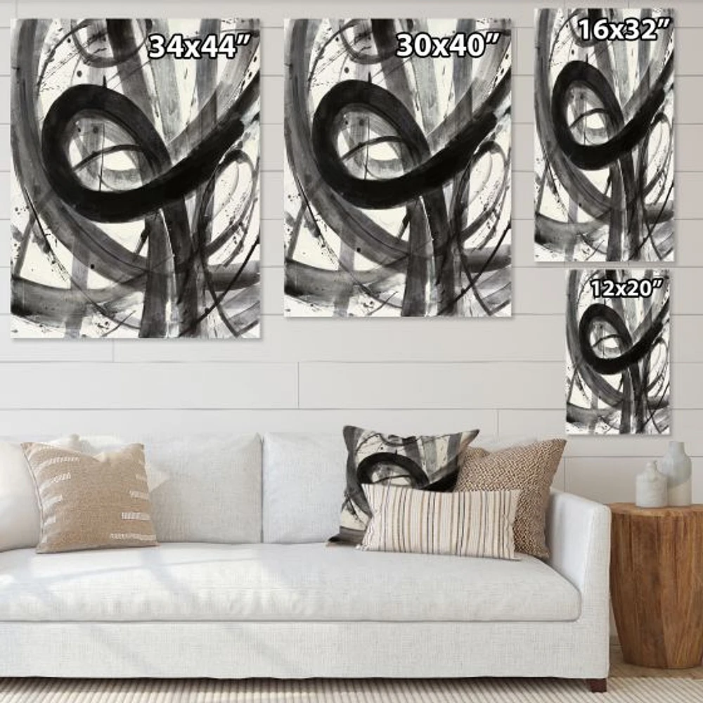 Black and White Minimalistic Painting  Wall Art