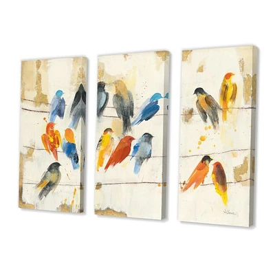 Multicolor Bird Meeting Canvas Wall Art