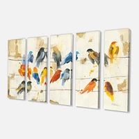 Multicolor Bird Meeting Canvas Wall Art Panels