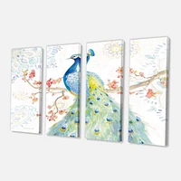 peacocks Watercolor II  Canvas Wall Art