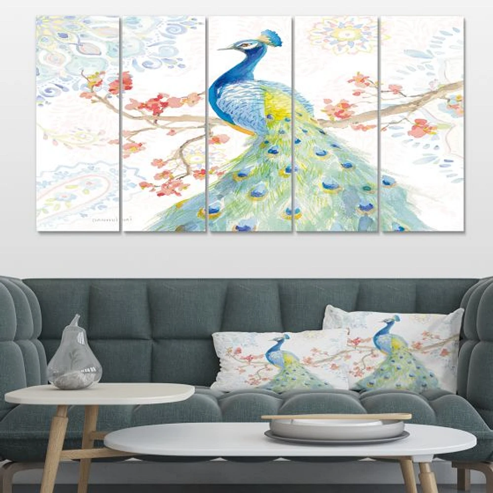 peacocks Watercolor II  Canvas Wall Art
