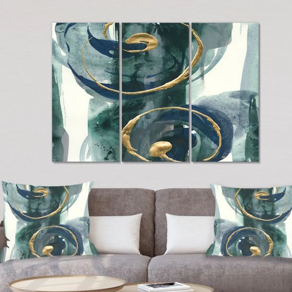 Mettalic Indigo and Gold II  Canvas Wall Art