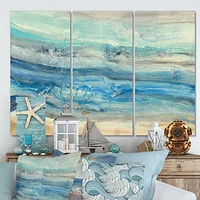 Ocean Mineral Waves Canvas Art - 3 Panels