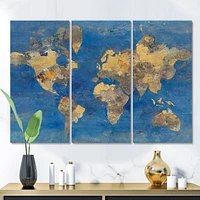 Golden Glam World Map  Canvas Wall Art