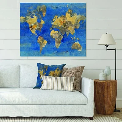 Golden Glam World Map  Wall Art