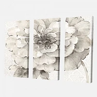 Indigold Grey Peonies I Canvas Wall Art - 3 Panels