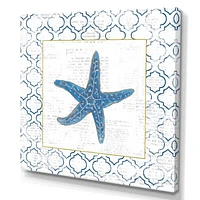 Navy Starfish with Gold  Canvas Wall Art