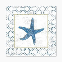 Navy Starfish with Gold  Canvas Wall Art