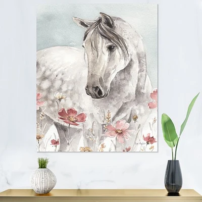 Toile « Watercolors Pink Wild Horses II »