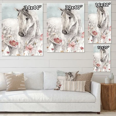 Toile « Watercolors Pink Wild Horses II »