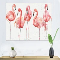 Gracefully Pink Shabby Flamingo  Canvas Wall Art