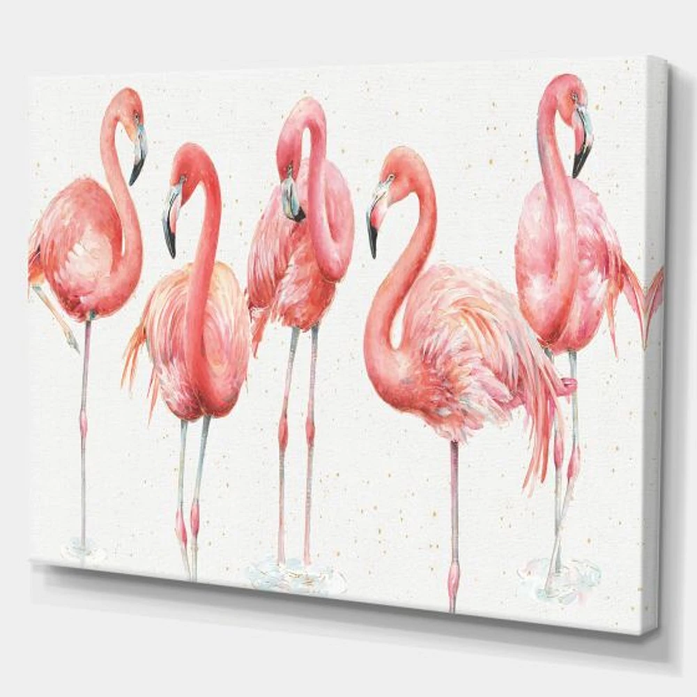 Gracefully Pink Shabby Flamingo  Canvas Wall Art