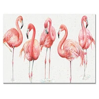 Gracefully Pink Shabby Flamingo  Canvas Wall Art