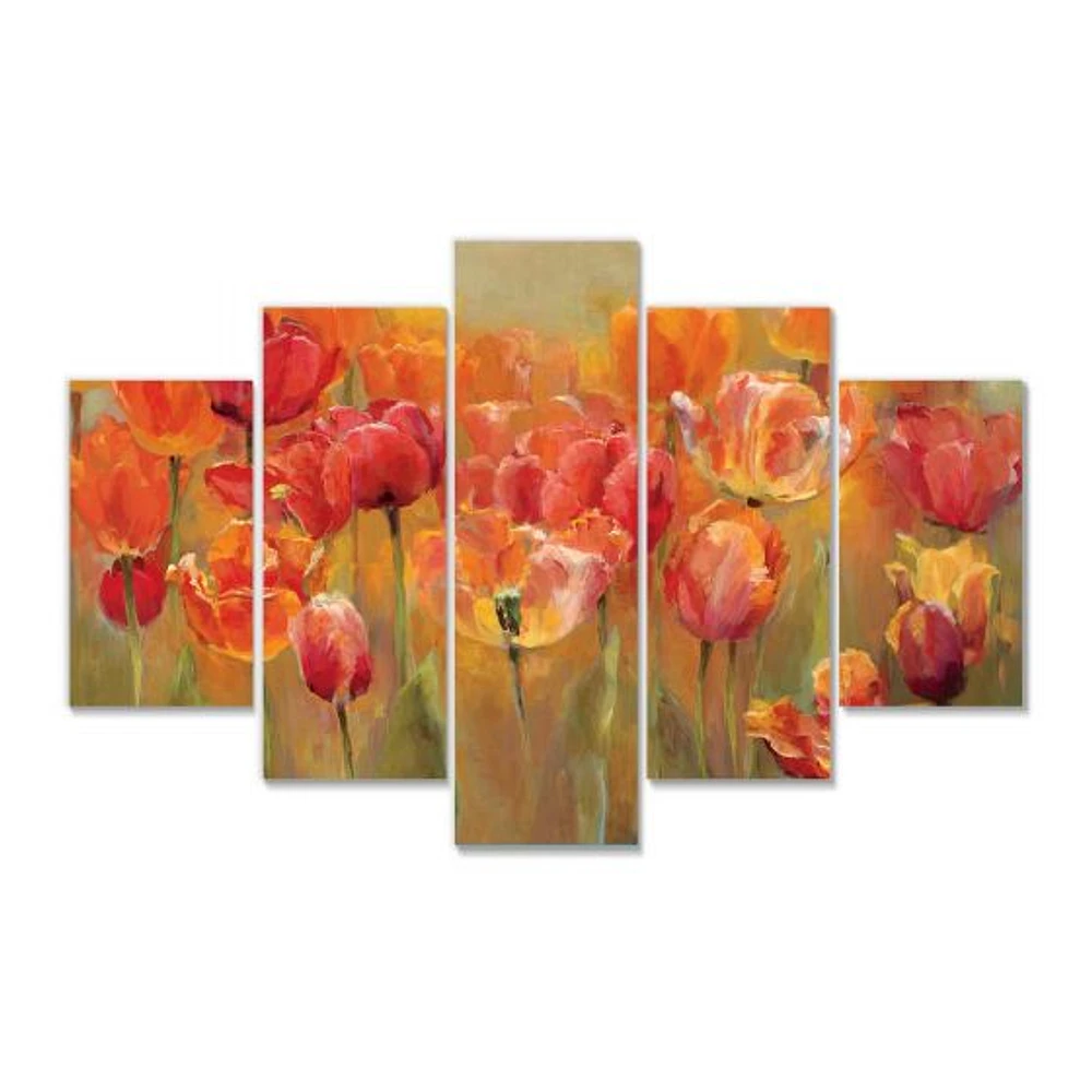 Red Tulips Canvas Wall Art Panels