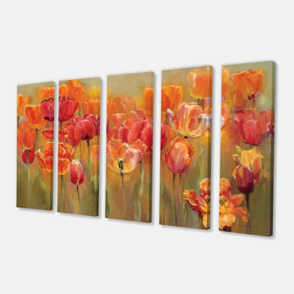 Red Tulips Canvas Wall Art Panels