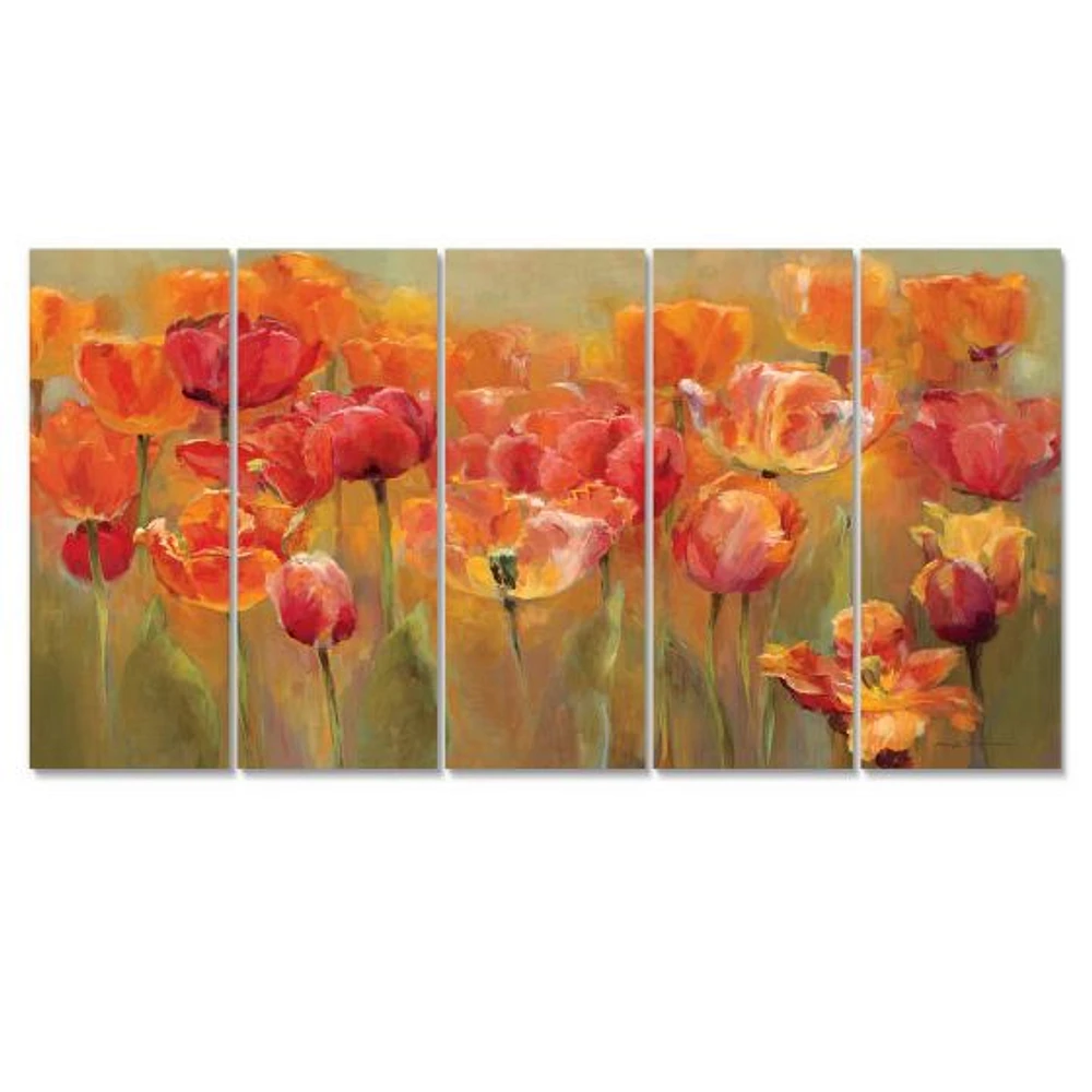 Red Tulips Canvas Wall Art Panels