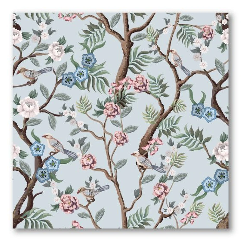 Toile « Chinoiserie with Birds and Peonies X