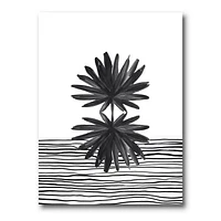 Black and White Tropical Leaf on Striped II  Wall Art