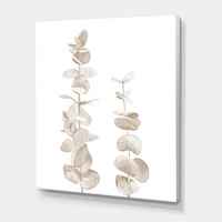 Toile « Beige Eucalyptus Branches on White »