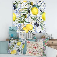 Toile « Lemon Ornament on Blue al Pattern III