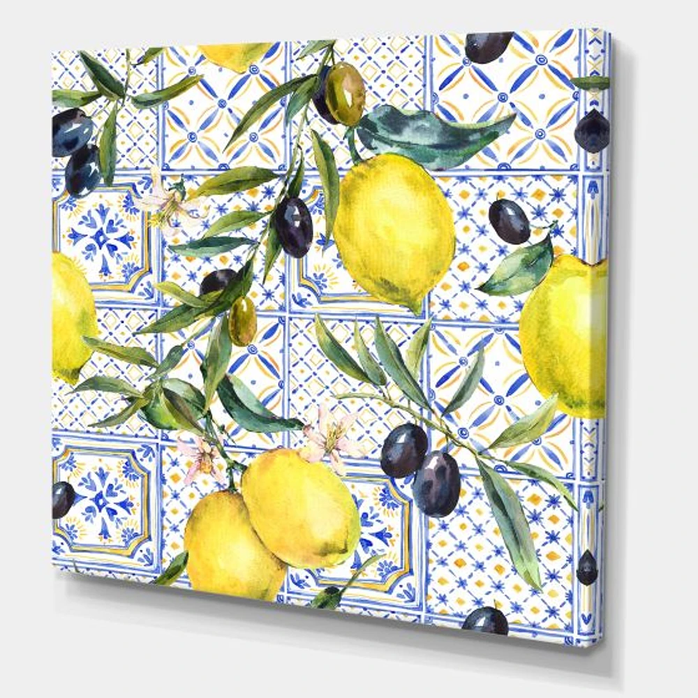 Toile « Lemon Ornament on Blue al Pattern III