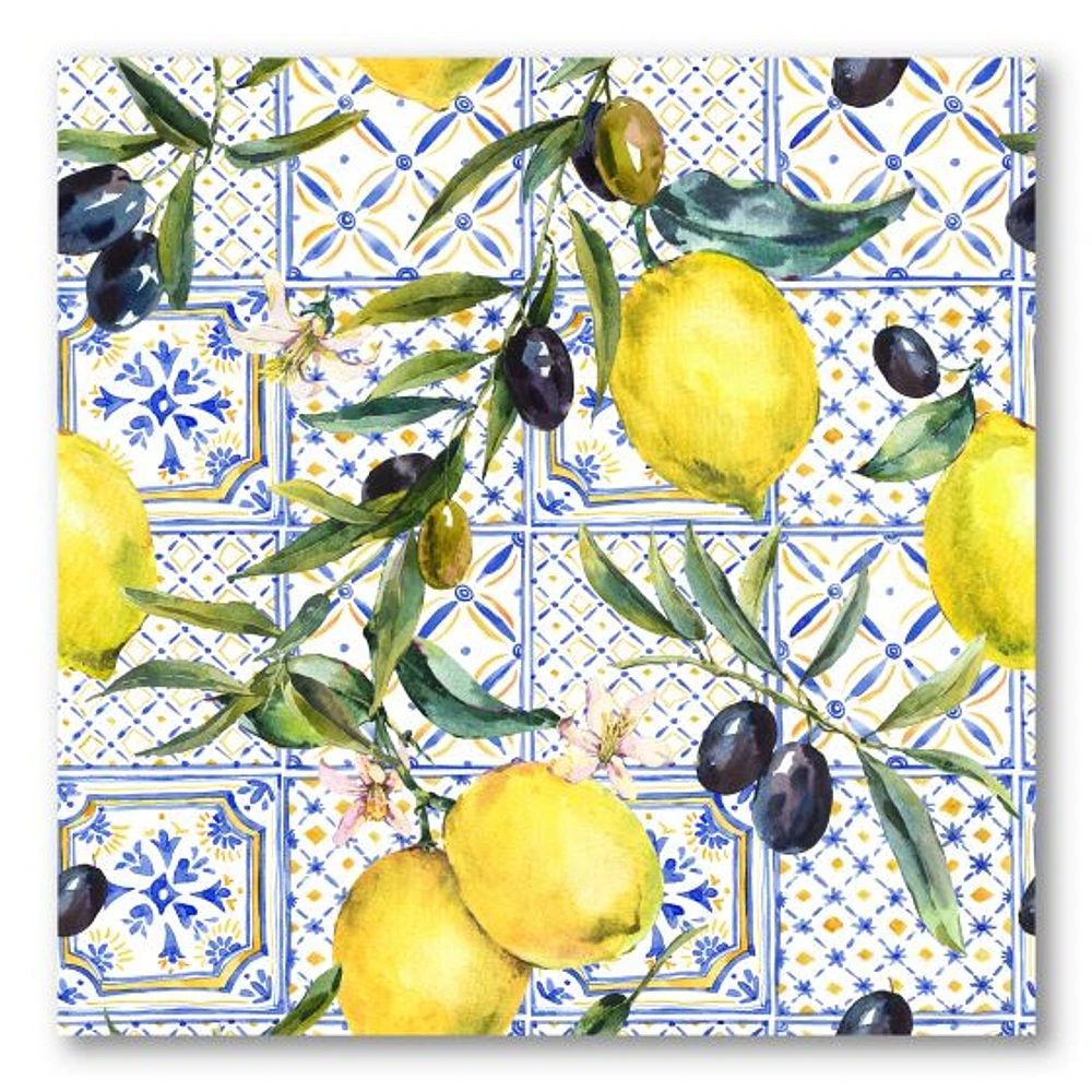 Toile « Lemon Ornament on Blue al Pattern III