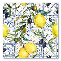 Toile « Lemon Ornament on Blue al Pattern III