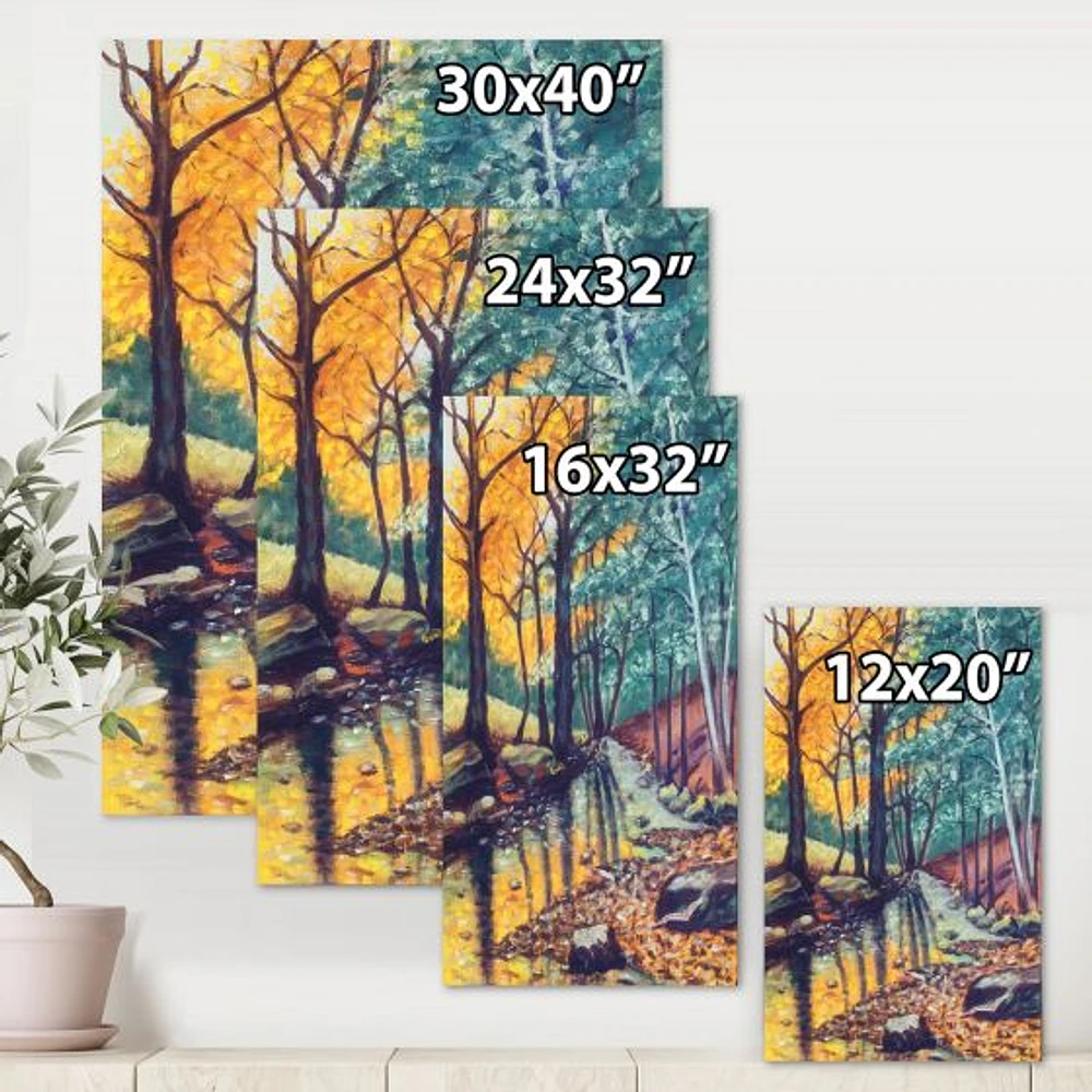 Landscape with River Autumn Forest Sunset  Wall Art