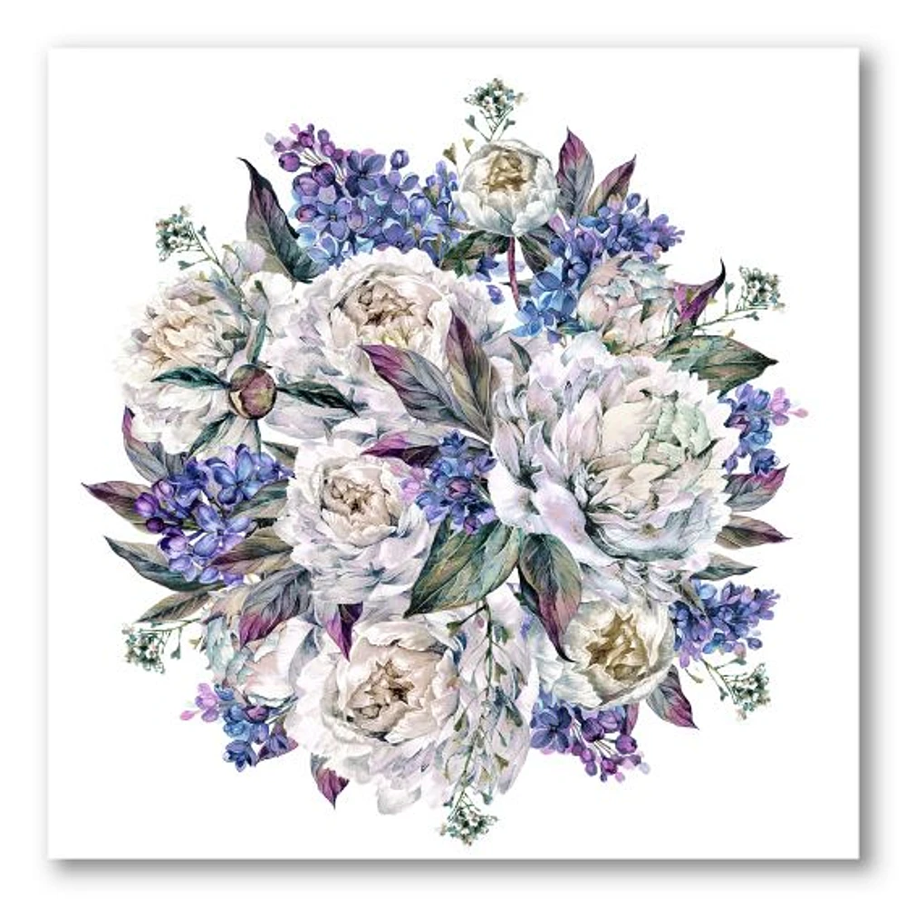 Bouquet Peonies White and Blue  Wall Art