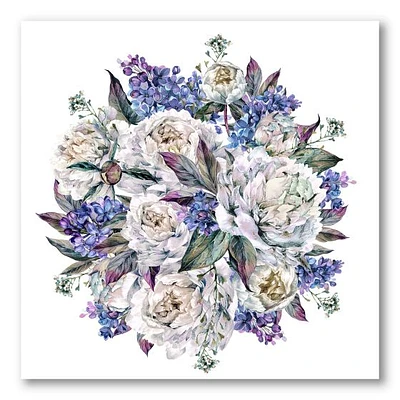 Bouquet Peonies White and Blue  Wall Art