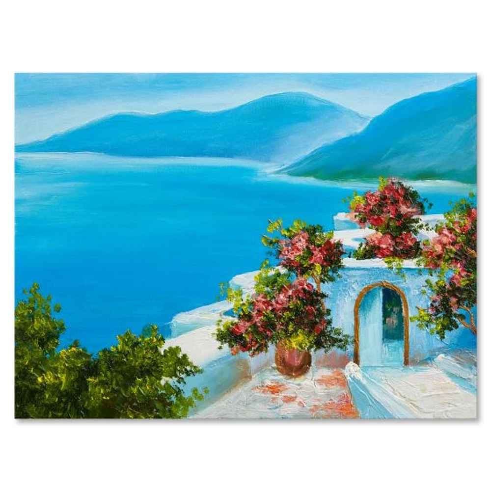 House Near The Sea Colorful Flowers I  Wall Art