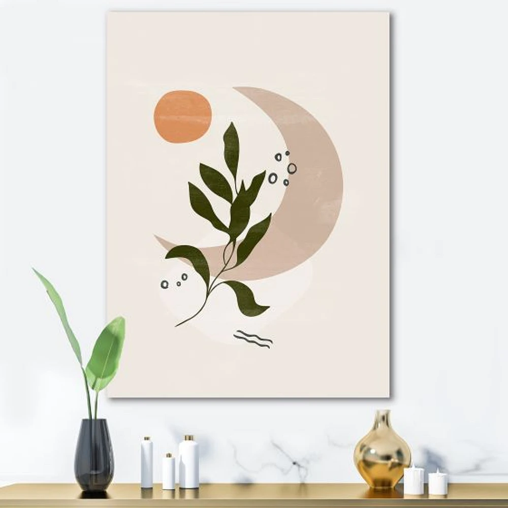 Toile « Abstract Geometrical Moon with Leaf I »