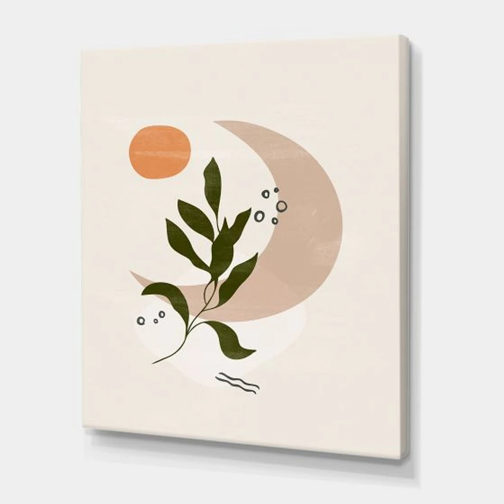 Abstract Geometrical Moon with Leaf I  Wall Art