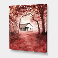 House Red Autumn Woods  Wall Art