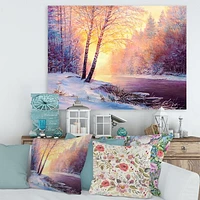 Winter Scenery with Bridge of Meandering River II  Wall Art